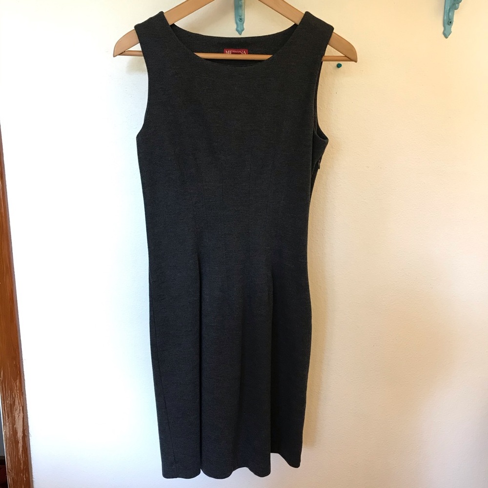 Grey Medina dress with seam detail at waist
